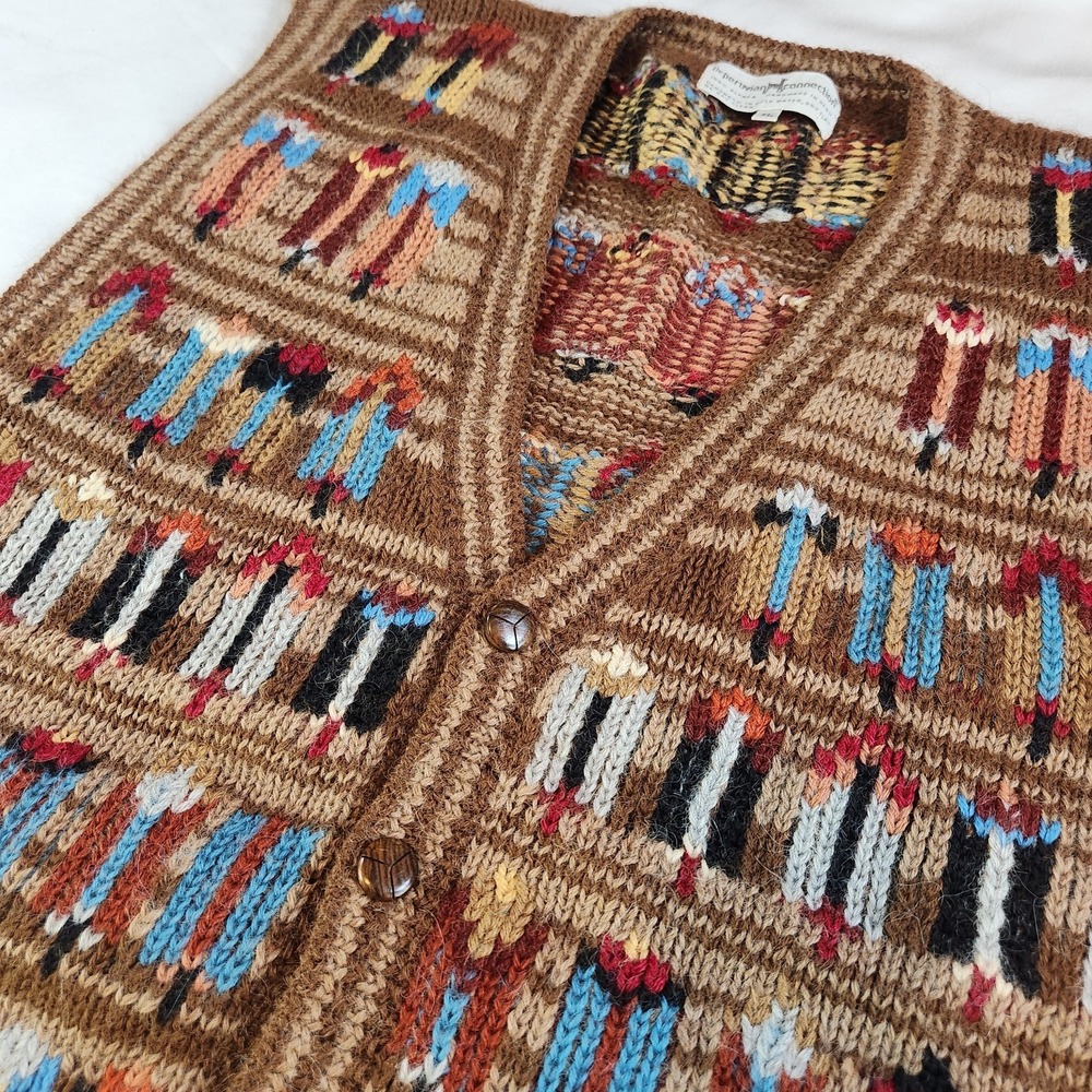 PERUVIAN CONNECTION Alpaca Wool Sweater Vest Mens XL Multicolor Grandpacore‎